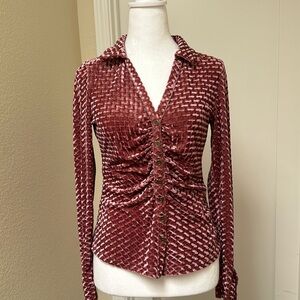 NWOT Millibon Pink Velvet Button-down Shirt (Small)
